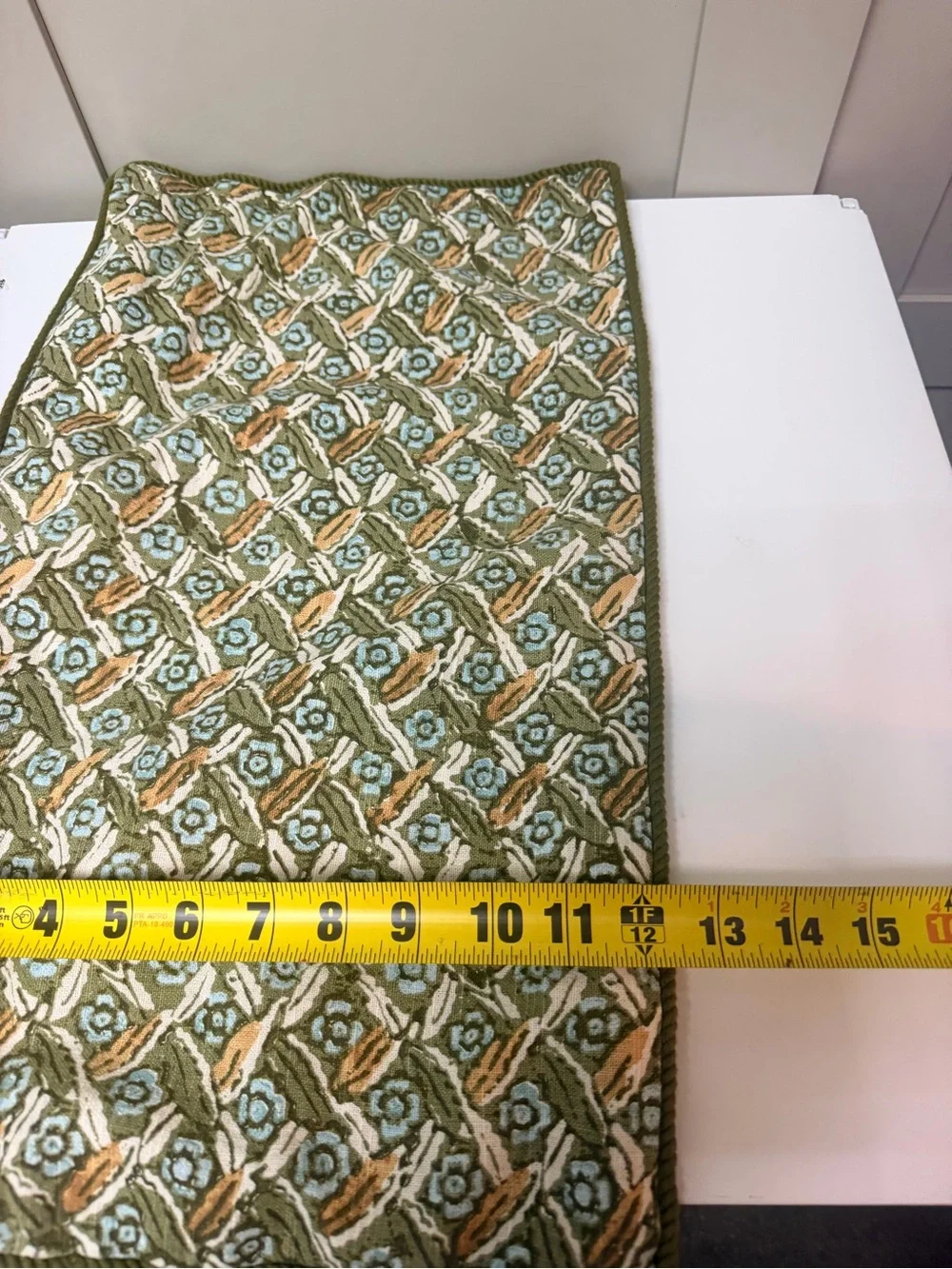 West Elm 12x21 Olive Floral Pattern Cotton Throw with Zipper